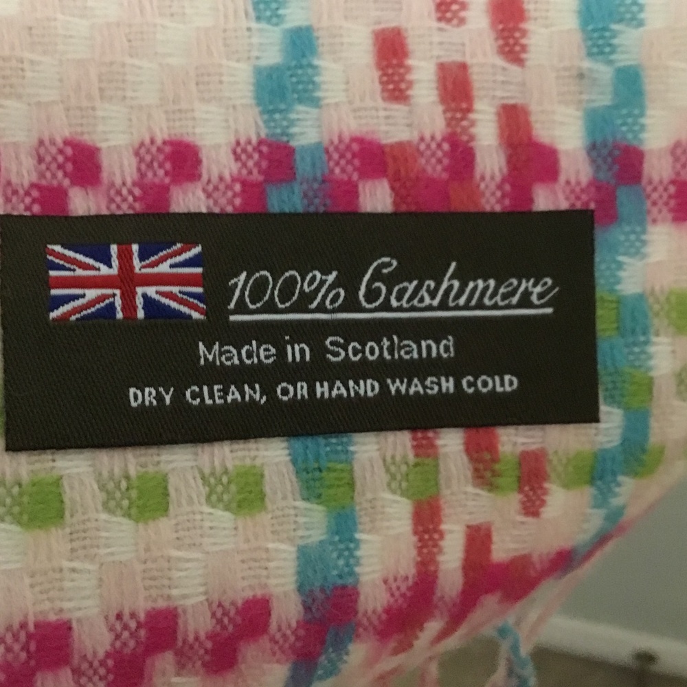 Multi-colored cashmere scarf with fringe